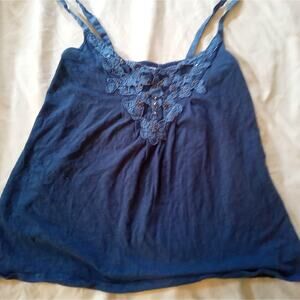 American Eagle Cottagecore Dark fairy Blue Embellished Camisole Sz Medium Vtg